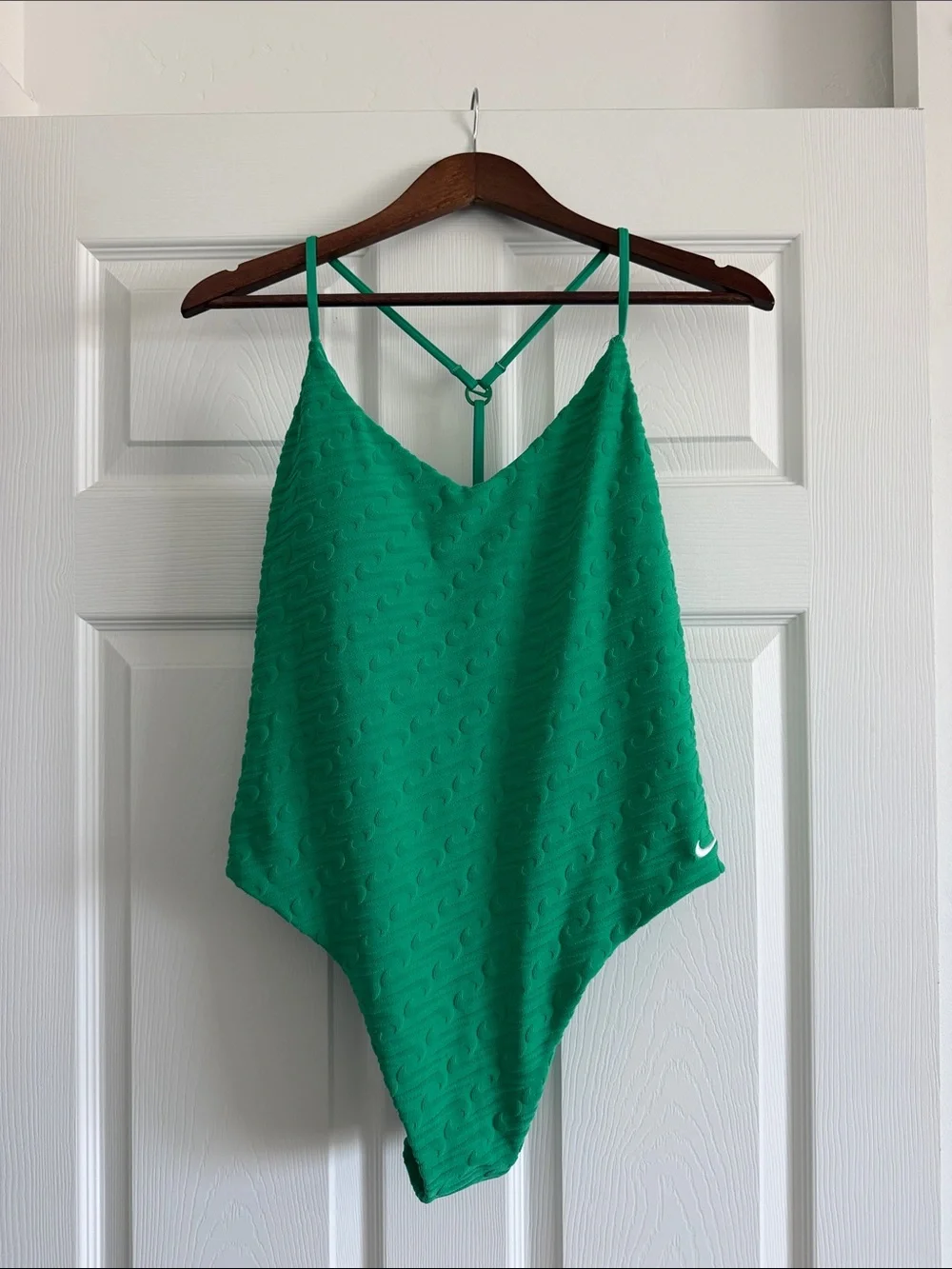 Nike Swoosh Link Terry Y-Back One Piece Swimsuit Green XL NWT Adjustable